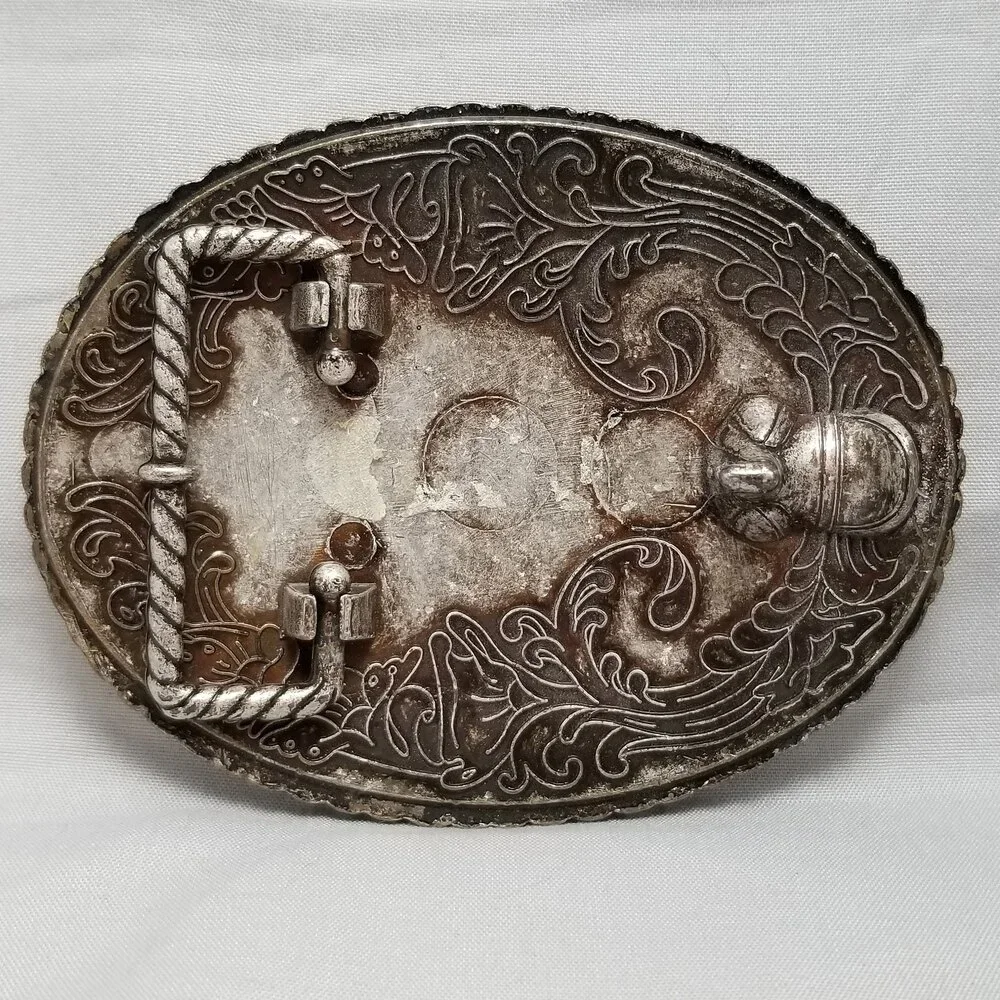 Belt Buckle Women's D.I. Rhein Crafted Pewter Enamel And Rhinestone Filigree‎